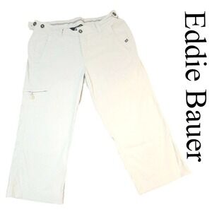 Eddie Bauer Sport Womens Beige Nylon Stretch Crop Cargo Pants Size 10 Wide Leg